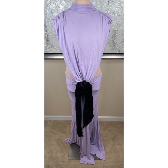 Helsa Constantina Bow Cutout Ruched Draped Jersey Maxi Dress Sz XL - Picture 5 of 14
